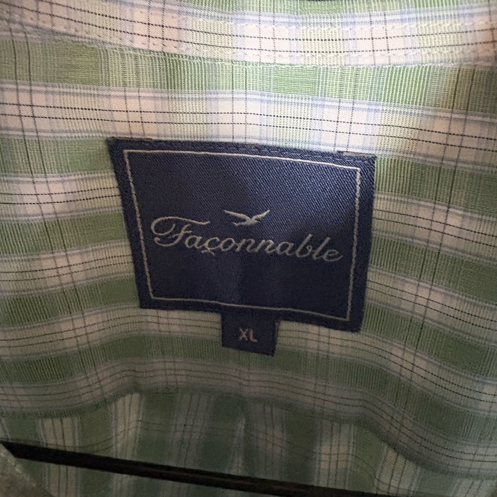 Faconnable Light Green Checkered Men's Shirt